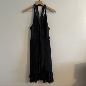 SHARON WAUCHOB 100% Silk Dress Avant Garde Art To Wear Draped Black Grunge 38 M